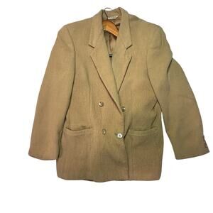 Nordstrom Vintage Blazer Jacket Womens 12 Brown 100% Camel Hair Double Breasted